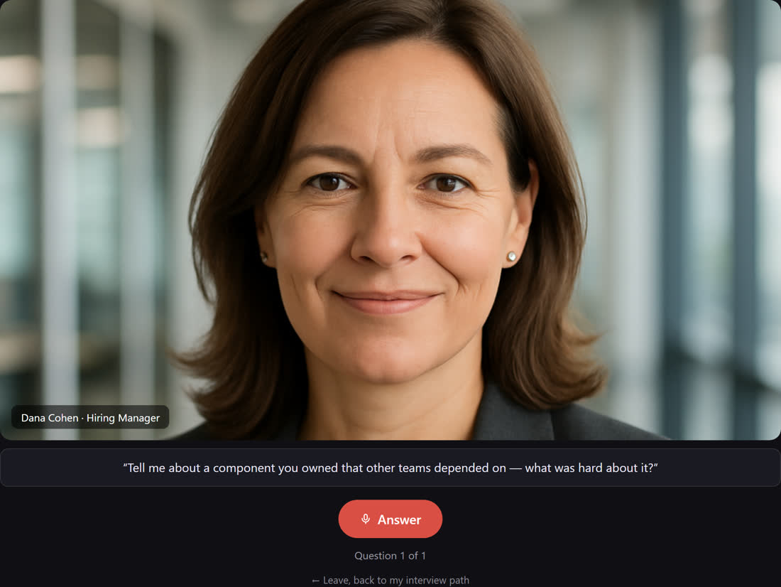 The interview screen mid-question